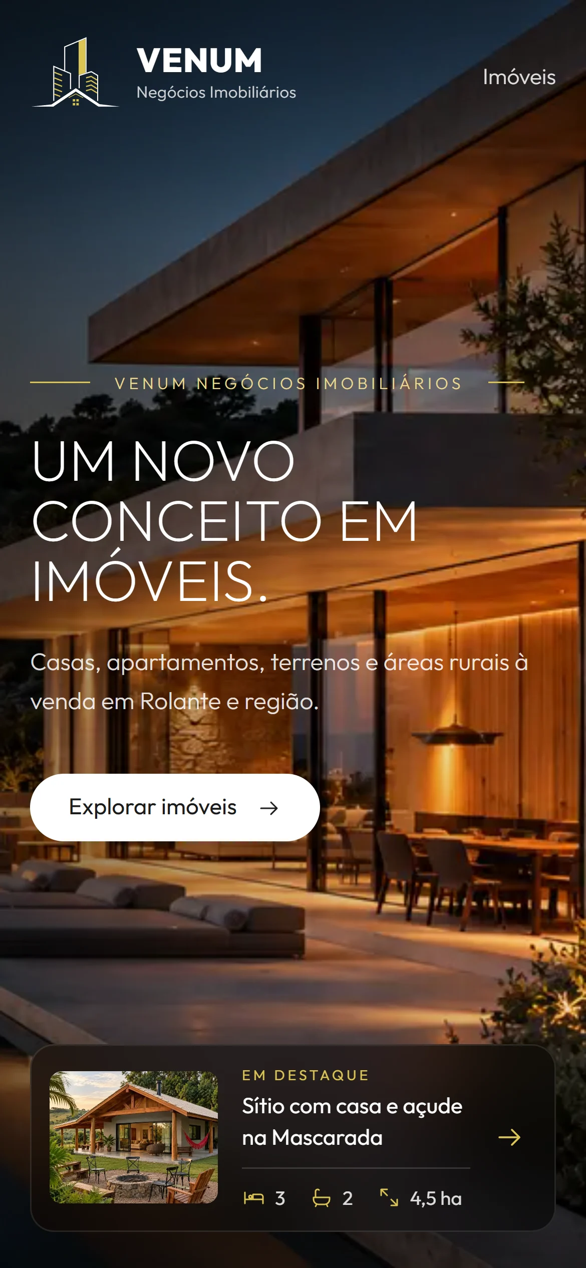 Versão mobile da página inicial da Venum.